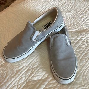 Vans Slip Ons, Men’s 6.5, Women’s 8, light grey